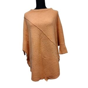 Lou & Gray boucle peach orange asymmetrical raw seam top